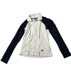 Nike Sportswear Womens Track Jacket White Black Colorblock Full Zip Small S 4-6